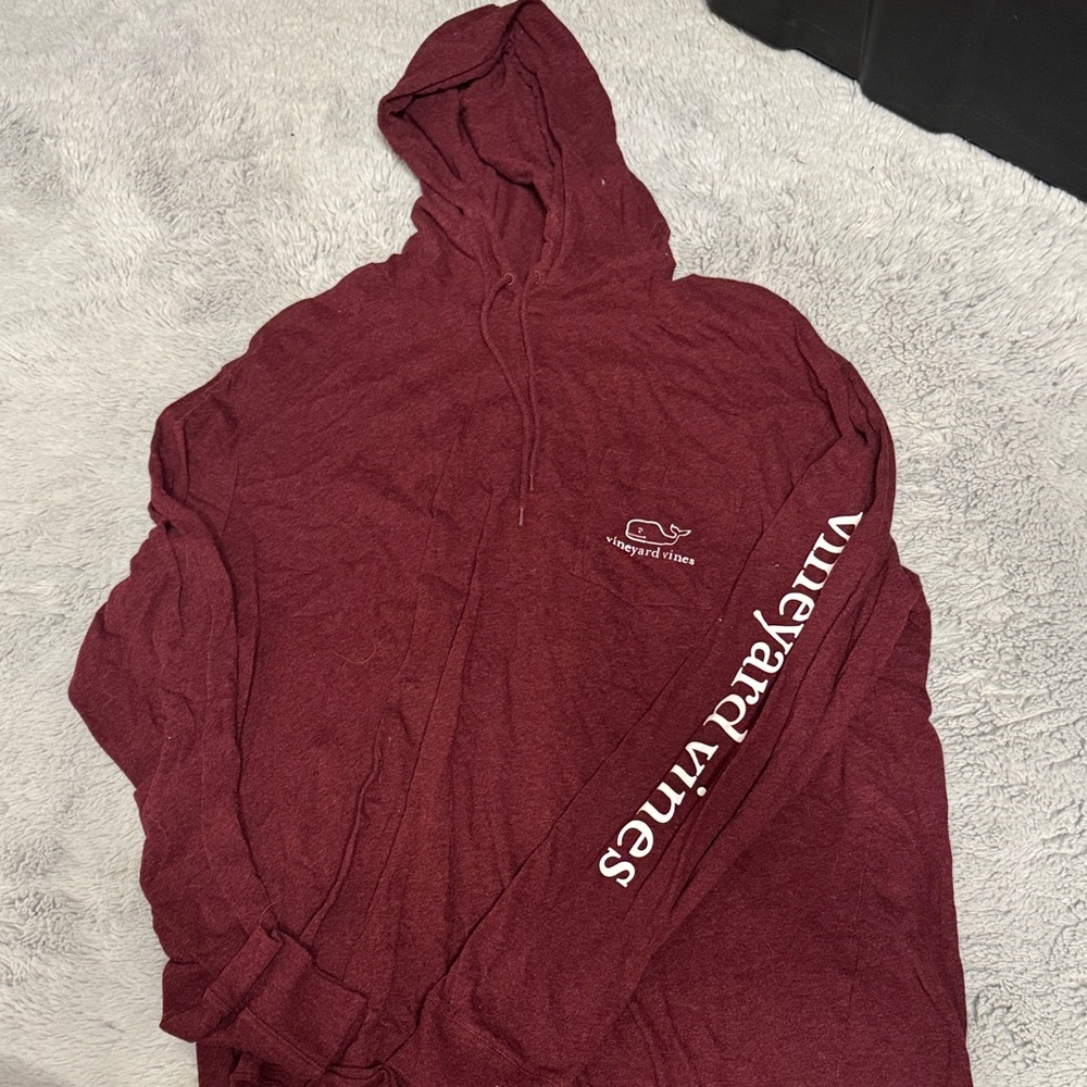 Vineyard Vines Maroon Hooded Zip-Up Sweater